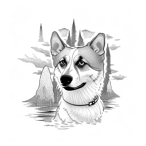 Dog In Front Of A Lake And Mountains