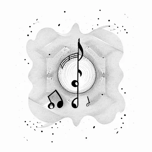 A Serene Beach Sunset With Musical Notes Floating In The Sky