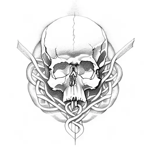 A Hauntingly Beautiful Verse From A Religious Text Intertwined With A Skull