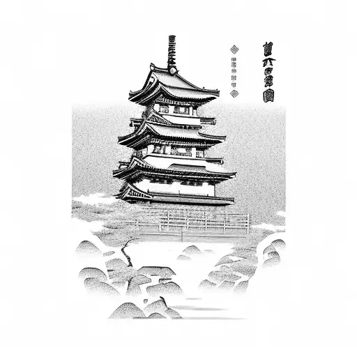 Samurai On A Japanes Temple In Nature