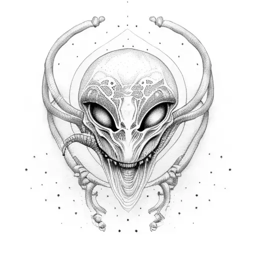 Black And White Alien Smiling Sitting