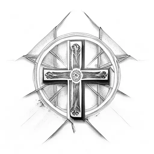 Christian Wooden Cross With Barbwire