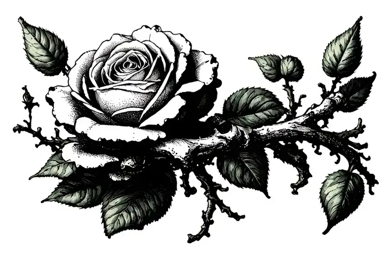 Collobour Bone Vine Wrapped With Arose At End