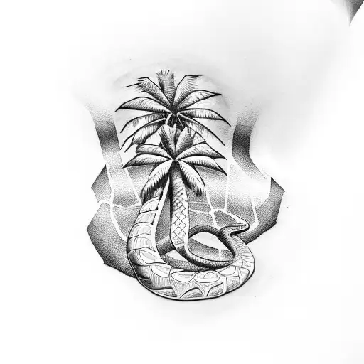 Snake With Palm Tree And Bible Scripture