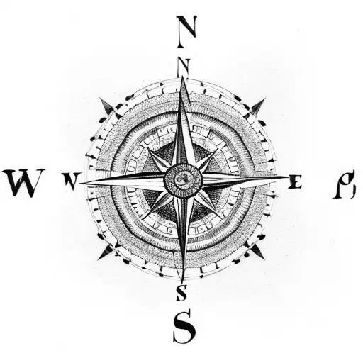 A Vintage Compass Surrounded By Intricate Dotwork Patterns