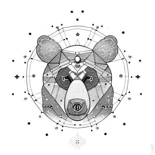 Dotwork Constellation Design With A Bear Constellation Representing 'Bwidjd'
