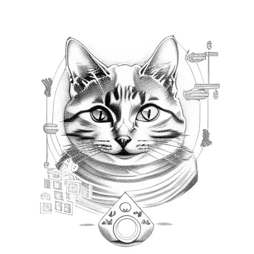 A Tattoo Of A Cat And A Dog Playing A Video Game Together