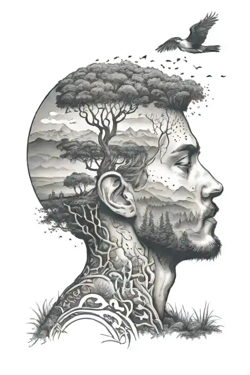 Calm And Peacefull Man In The Nature Scene Featuring