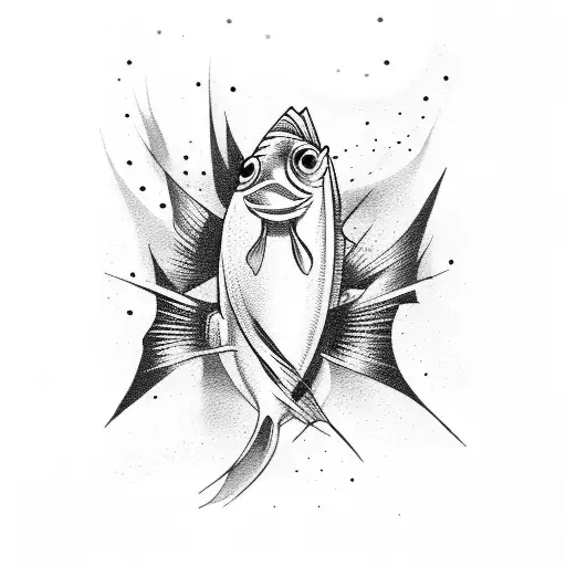 Abstract Fish In Black With Red Dots