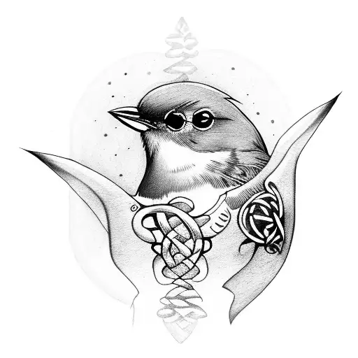 Robin Bird With Celtic Style