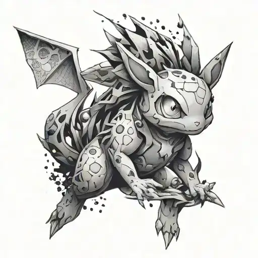 Combine Elements Of Pokemon And Hardcore In A Unique Tattoo Concept
