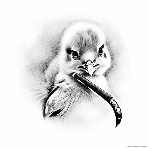 Baby Chick Wearing A Suit Smoking A Cigar