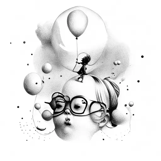 Little Girl With Ballon In Salvador Dali Style