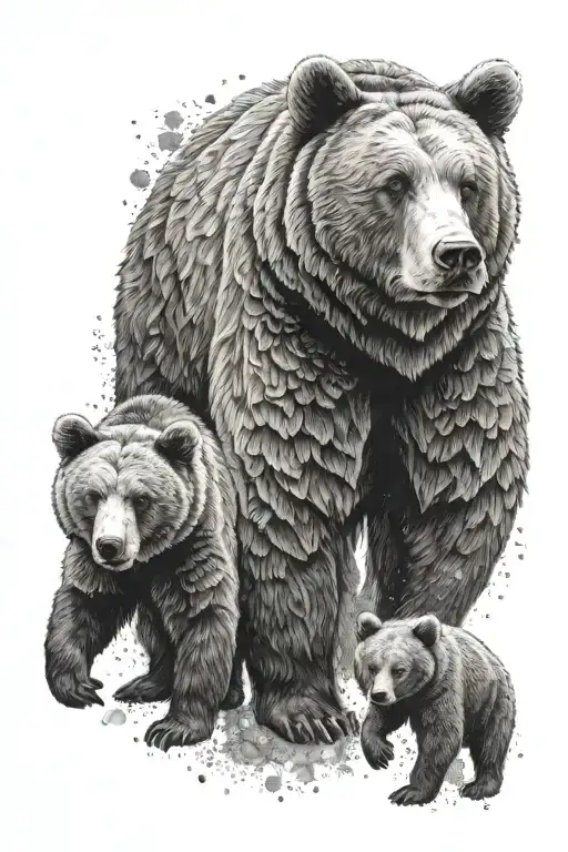 Bear With Cubs