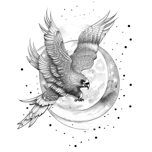 Moon With Hawk Wings
