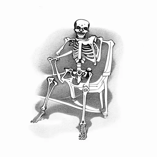 Skeleton In A Chair In A Burning House