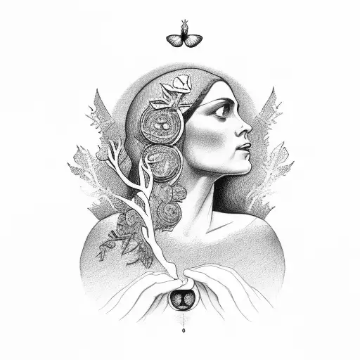 Mother Eve As Portrayed In The Bible With A Red Apple Hanging From A Branch