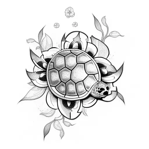 Turtle With Flowers Sleeve