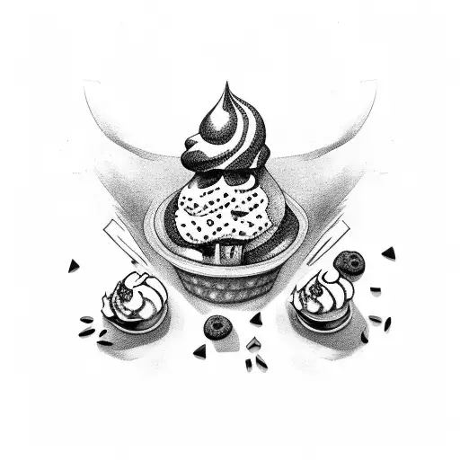 Ice Cream With Cookie And Cat