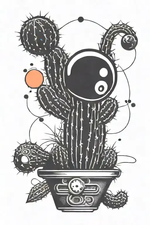 Combine A Neon Sign With A Cactus And An Eight Ball In A Creative Design
