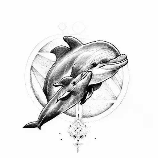 Dolphin And Rose And Cross