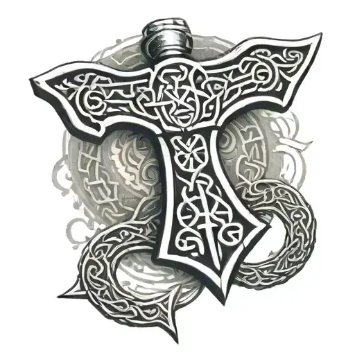 Mjolnir Surrounded By Celtic Knotwork