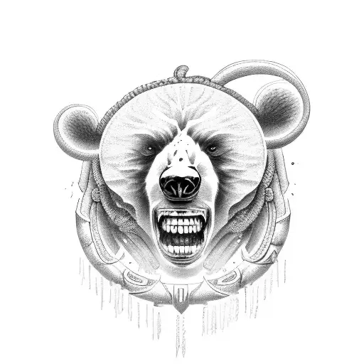 Young Medusa Standing And Crying In Front Of Angry Bear