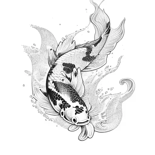 Koi Going Up A Waterfall