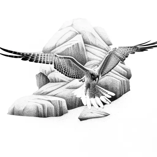A Hawk Soaring Above A Rocky Cliff
