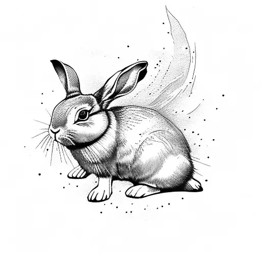 Rabbit Floral Outline