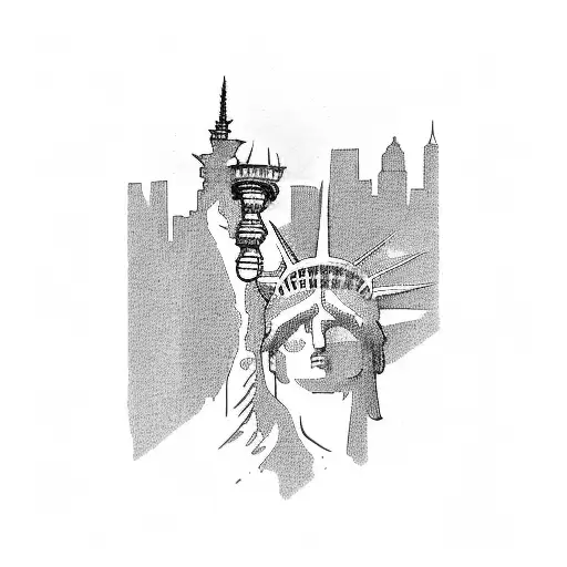 New York City With The Statue Of Liberty In The Forefront