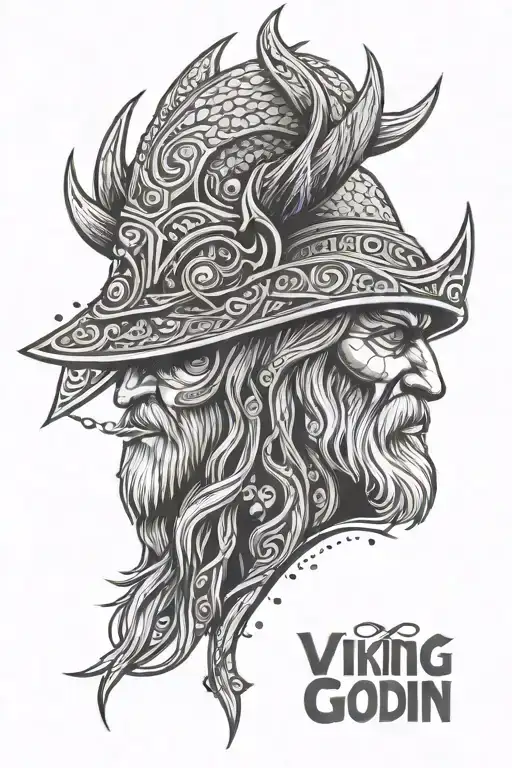 Viking Norse God Odin Face Abstract Interpretation