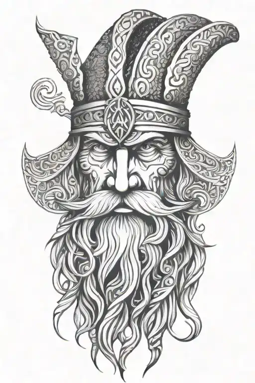 Viking Norse God Odin Face Abstract Symetrical Frint Facing View