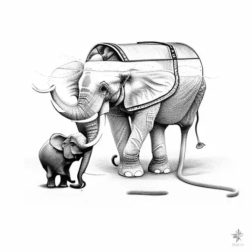 An Elephant And A Mouse Sharing A Suitcase