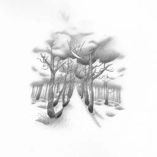 Man Running Cloudy Sky Forest