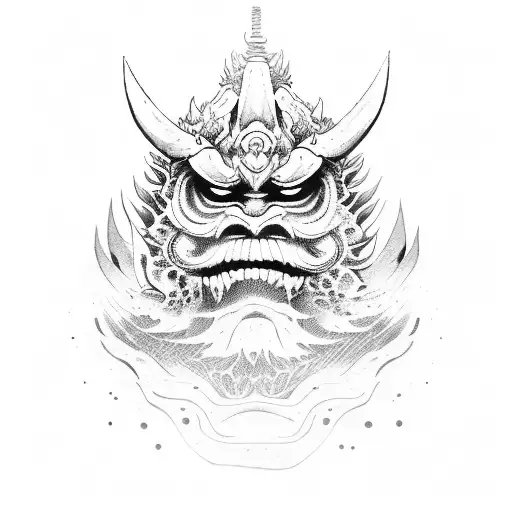 Oni Mask With Japanes Water