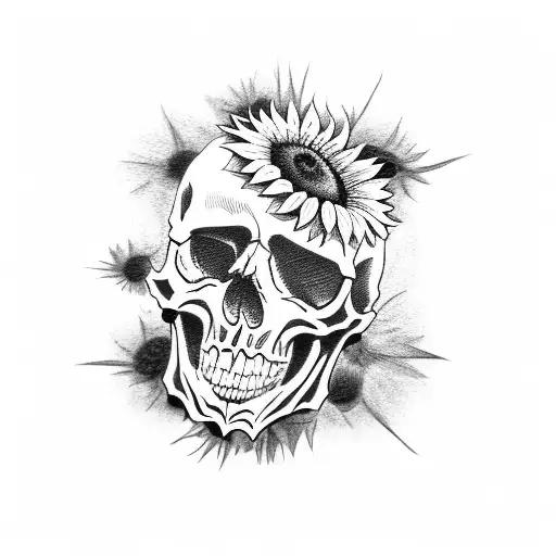 Skull And Sunflower