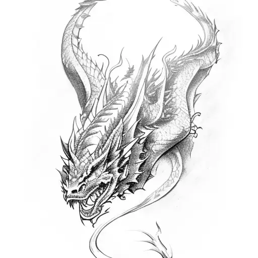 Stack Of Books With Dragon