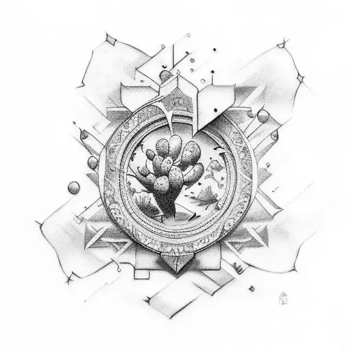 Tatouage Coeur Old School Avec Mauvais Oeil Au Millieux Olkd School Et Un Cactus Old School