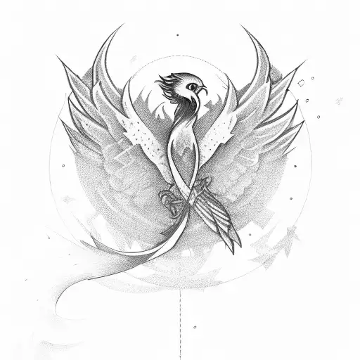 Phoenix With Geen Ribbon And Semi-colon