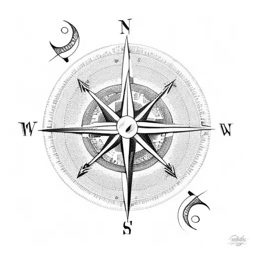 A Compass Surrounded By Musical Notes
