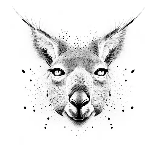 A Dotwork Tattoo Of A Kangaroo Dribbling A Soccer Ball