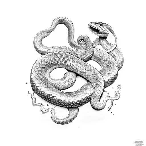 2 Snakes Climbing Up A Sword