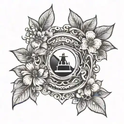 A Police Badge Intertwined With Vines And Flowers