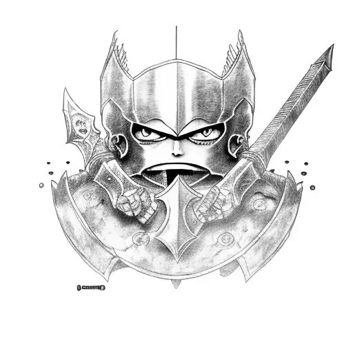 Guts From Berserk Anime With His Berserk Armor Holding His Greatsword