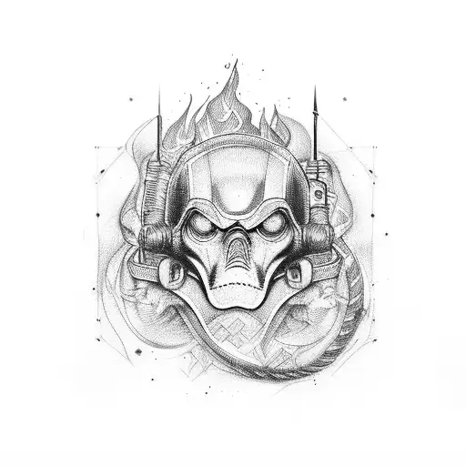 Abstract Firefighter And Military