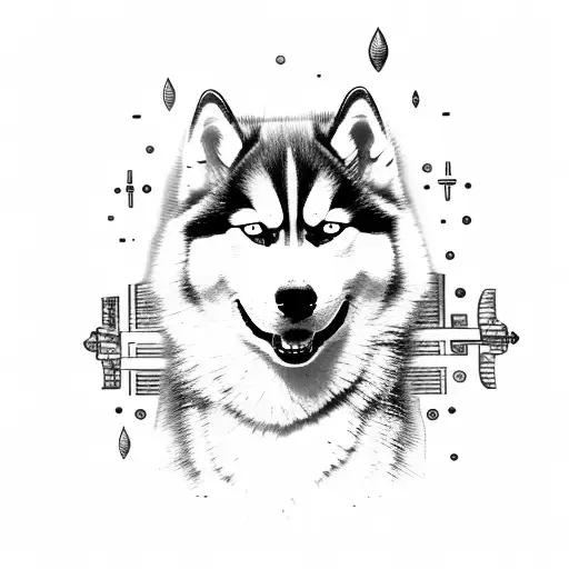 Half Husky Face Have Car Stearing In The Theme Of Travel