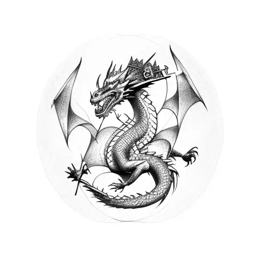 An Injured Dragon With A Crown