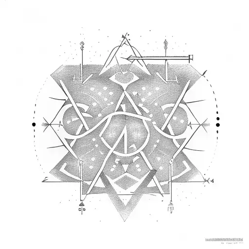 A Dotwork Tattoo Of A Physics Equation Intertwined With A Nature Scene