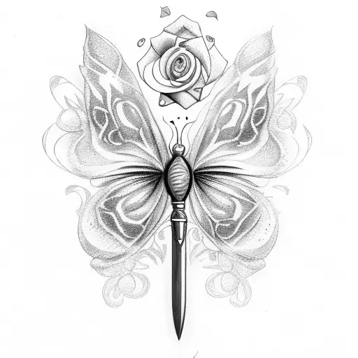 Butterfly Knife With Rose